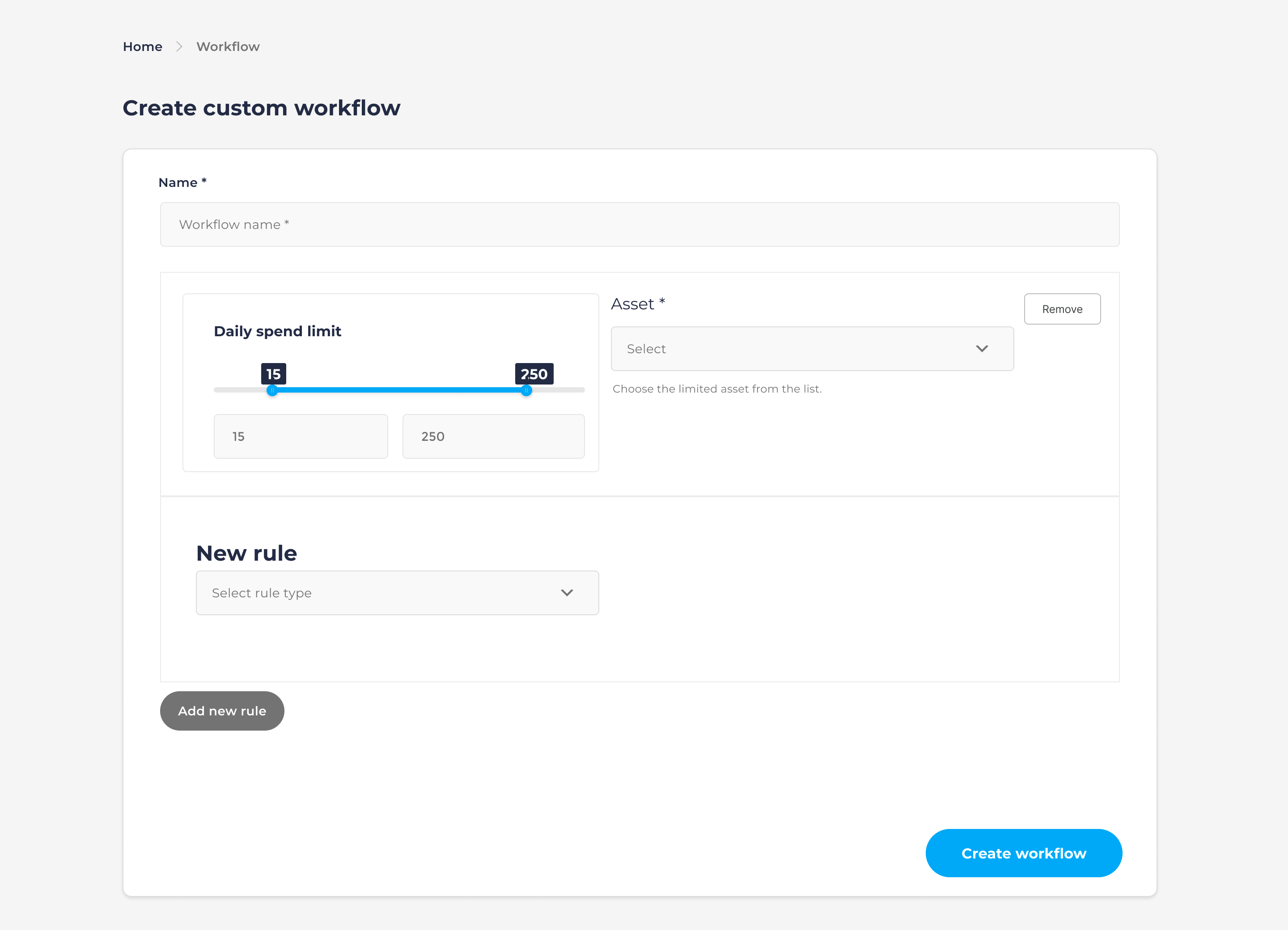 Create workflow form
